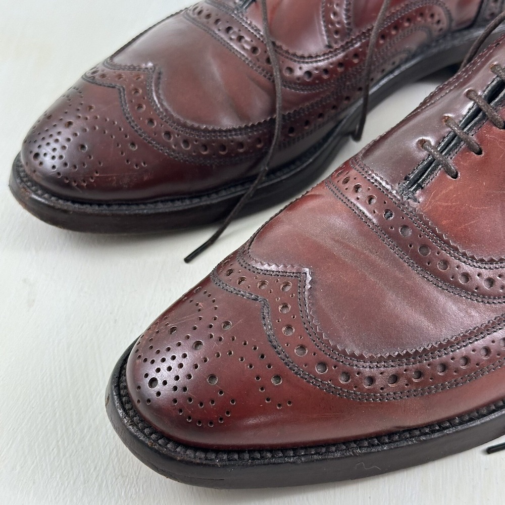 Allen Edmonds Mens Cambridge Shell Cordovan Shoes 9 C Burgundy Oxford Wingtips‎ - Picture 10 of 16